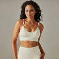 New arrival seamless knittingsexy back yoga clothes thin shoulder strap sports bra bubble wrap push-up fitness vest