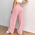 fall/winter  us & european cross-border women's new casual striped solid color elastic drawstring cotton straight-leg pants
