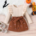 Children's clothing cross-border european and american girls' pit strip long sleevestops+printed skirt