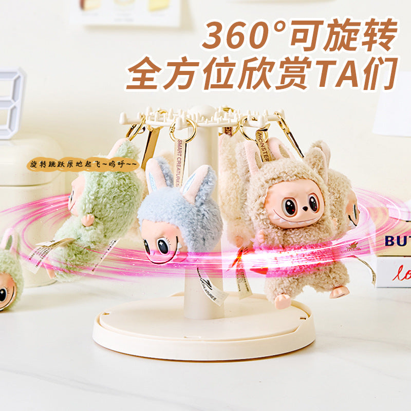 Labubu display box rotating transparent stackable plush doll figure rabub pendant blind box display