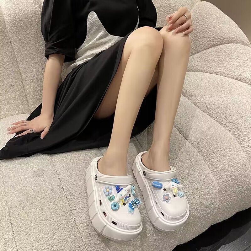 Crocs women's outwear 2025 summer new arrivalplatform shoesthick sole toe-cap half-slippers sandals easiest for matchnon-slip beach slippers