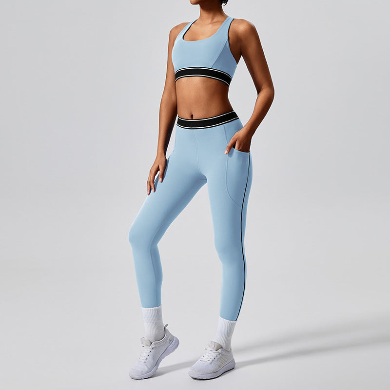 new arrival with chest pad elastic fitness fashion yoga clothes two-piece set women's pilates sports yoga clothes suit