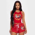 cross-border fashion positioning printed tank top and shorts casual set