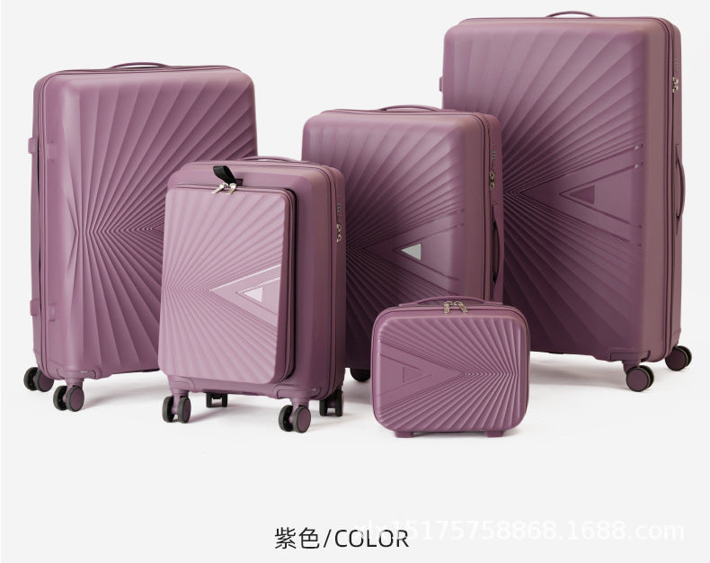 PP zipper box  set three sets of four trolley case sinking handle sinking lock color scheme explosion-proof rag factory wholesale