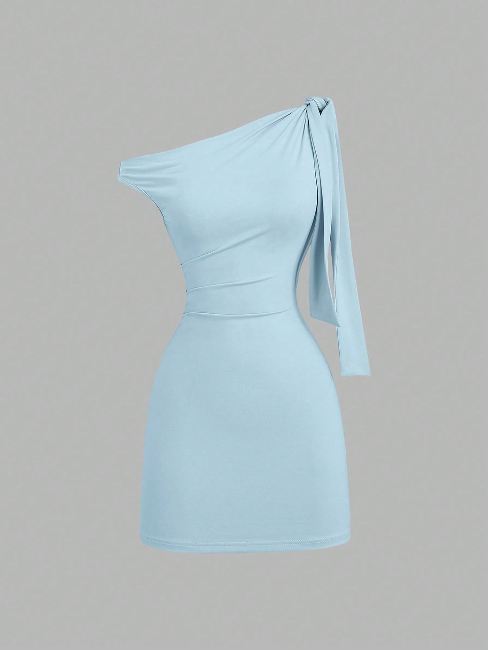European and american style hot girl cross-border new solid color one-shoulder sleeveless patchwork tie-up bodycon mini dress for women