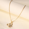 Wholesale heart butterfly necklace - european & american style, autumn/winter accessories, women's diamond-studded gold-plated high-end sweater choker