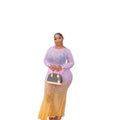 European and american cross-border women's fashion:  autumn new arrival - long sleeve crew neck slim-fit gradient sheer maxi dress