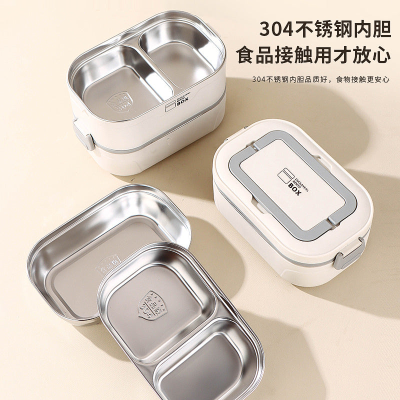 304 stainless steel thermal insulation lunch box can be heated in microwave oven, multi-layer bento box, portable and divided lunch box for office workers