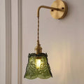 Japanese retro brass glass wall lamp - modern nordic style bedside wall sconce - minimalist bathroom vanity mirror light