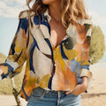 wholesale women's long-sleeved shirts, trendy all-season shirts with popular cross-border print designs, dropshipping available