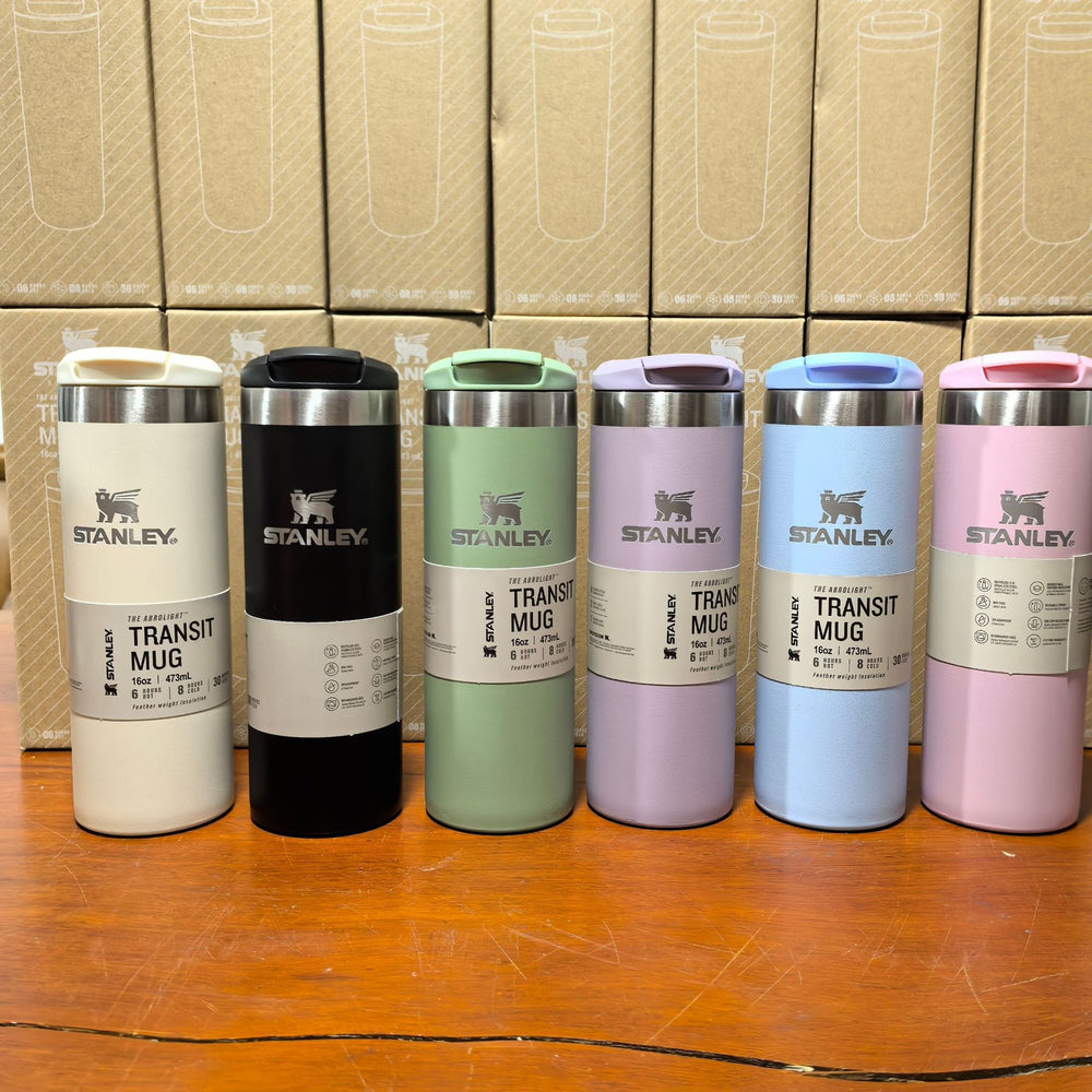 Stanley-style 16oz stainless steel insulated tumbler - straight-sided, car & outdoor water bottle - keeps drinks hot or cold, large capacity