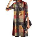 fall/winter new arrivals: trendy retro thickened french cashmere brushed turtleneck long-sleeve plaid dress