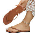 2026 summer new flip-flop casual beach thong sandals women's foreign trade plus size flat bottom simple solid color slippers