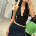 spring/summer new arrivals: european and american style women's solid color sexy halter backless slim-fit tank top - hot girl style