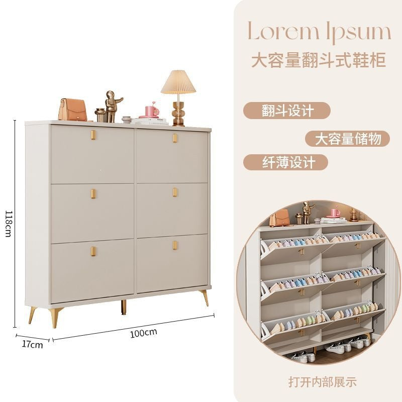 Tipping shoe cabinet solid wood for home door new arrival large capacity entrance cabinet small narrow shoe rack
