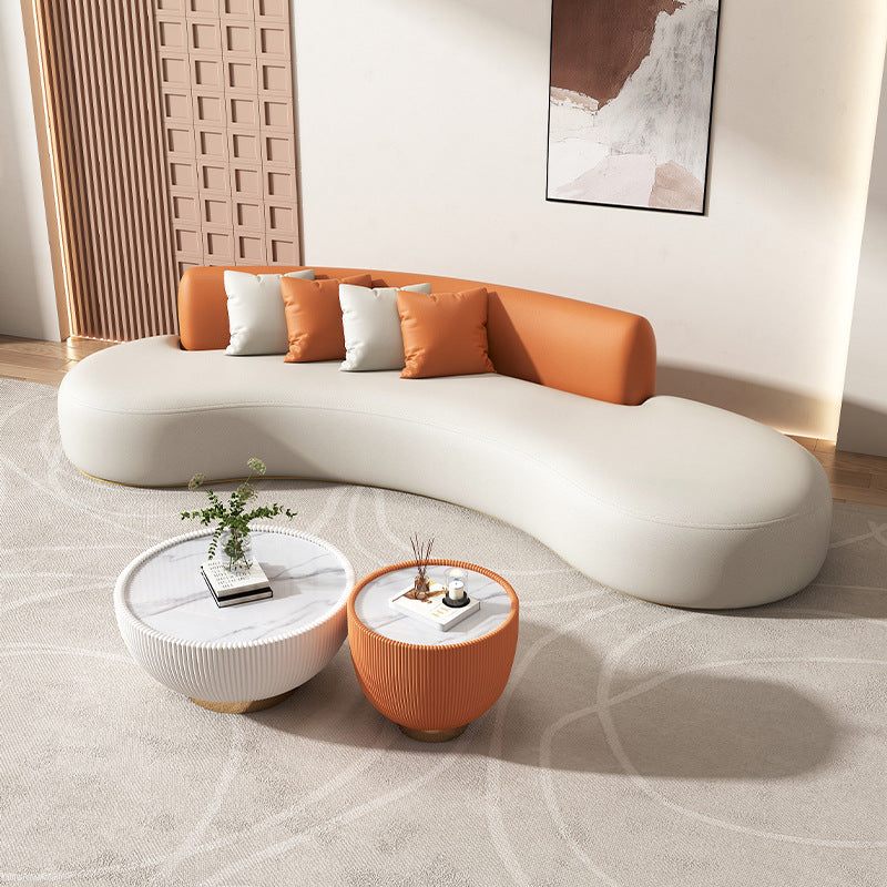 Beauty salon seating area sofa and coffee table set - unique curved design, hotel lobby leisure chair, homestay sofa
