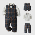 Wholesale children's gentleman outfit: new spring plaid vest set for boys - perfect for birthdays and first birthday celebrations