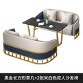 2 off-white double sofas + black rectangular table (length 120x width 60cm)