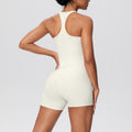 brushed back tight racerback high waist yoga suit sports running fitness shorts suit for women