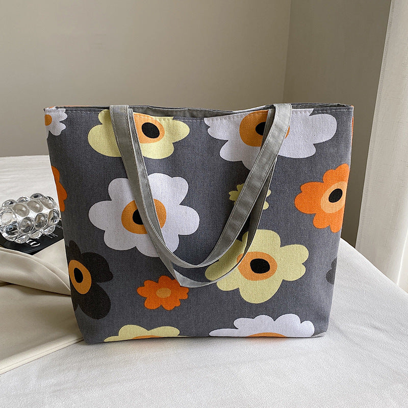 Large capacity printed tote bag - 2023 new trendy handbag, stylish minimalist shoulder bag, everyday commute canvas bag