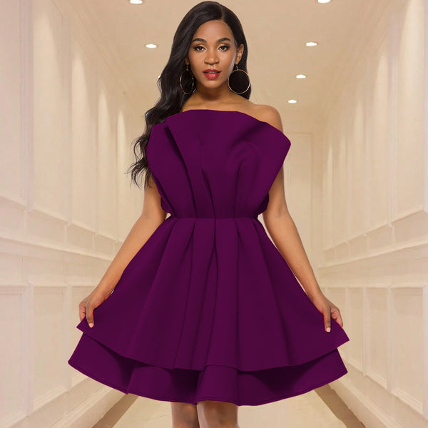 Independent station  sexy tube top dress ruffle A party temperament waist evening dress Dresses