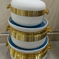 Food warmer container3pcs export cross-border gold handle round thermal insulation box 1-2-3.5l