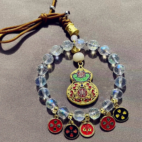 Lingyin same style five-way god of wealth car pendant colorful crystal safe abacus lock lucky bag high-end car decoration chinese style
