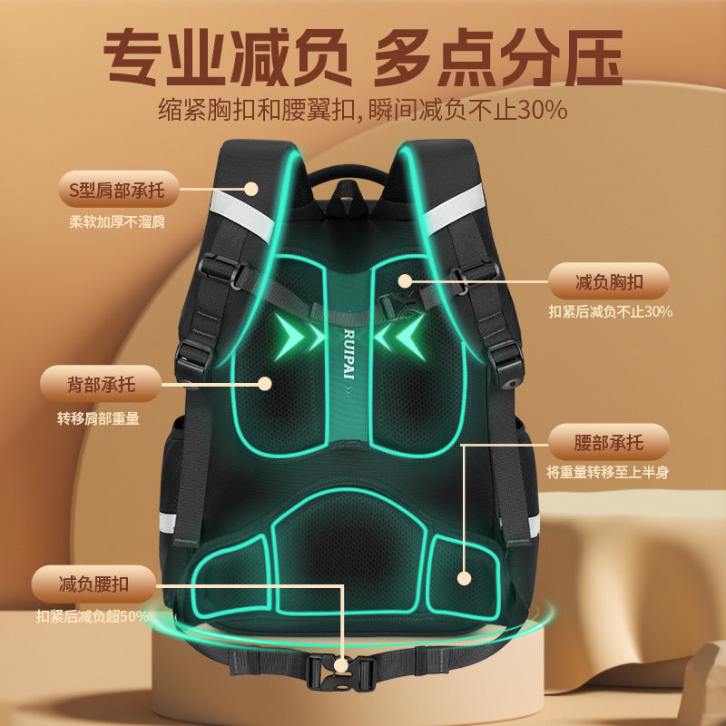 Rui brand primary school schoolbag for girls in grades 1, 2 and 3, large-capacity load reduction children's schoolbag spine protection ultra-light backpack