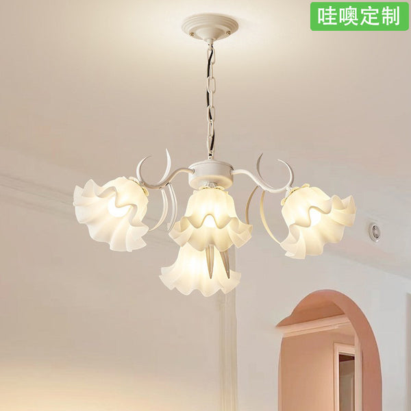 [Wow] Main lamp Ceiling lamp Internet celebrity flower shape light luxury restaurant lamp cream wind study bedroom chandelier