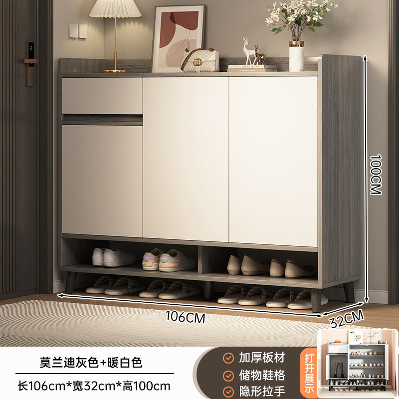 Shoe cabinet household door storage cabinet integrated against the wall simple door porch cabinet locker solid wood legs home shoe rack