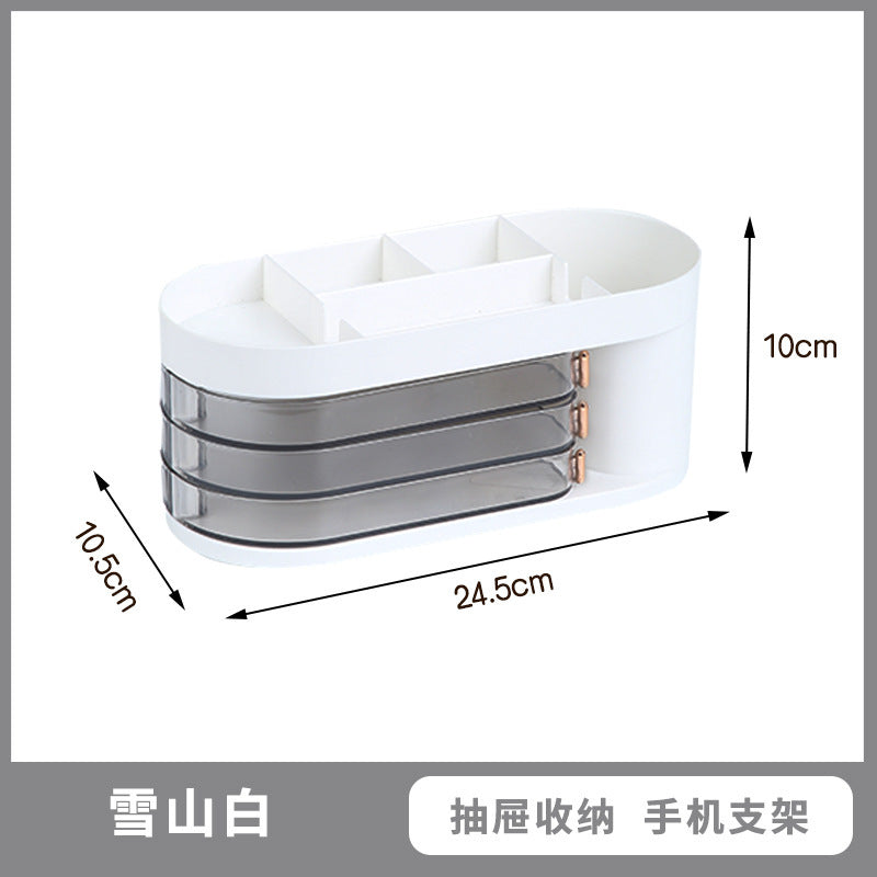 Liheng transparent desktop storage box rotatable desk pen holder plastic mini storage box cosmetic storage large