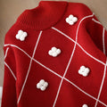 Winternew arrival new year's greetings kidssweatergirlknittingfleece-linedthickened small snowflake pullover bottom shirt