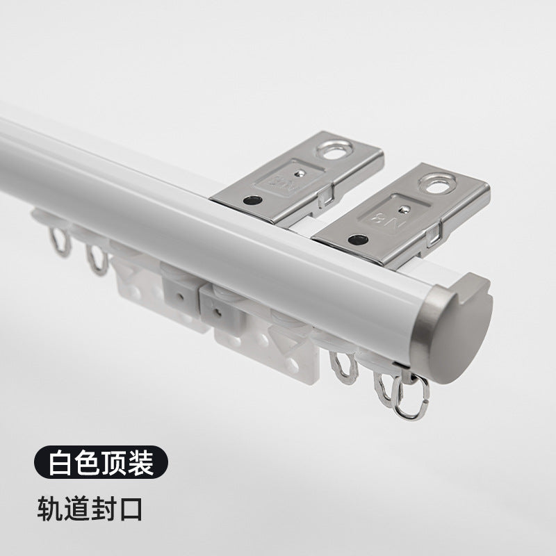 Aluminum alloy curtain rod roman rod track side-mounted single pole double pole thickened top-mounted scandinaviancasual black small bay window