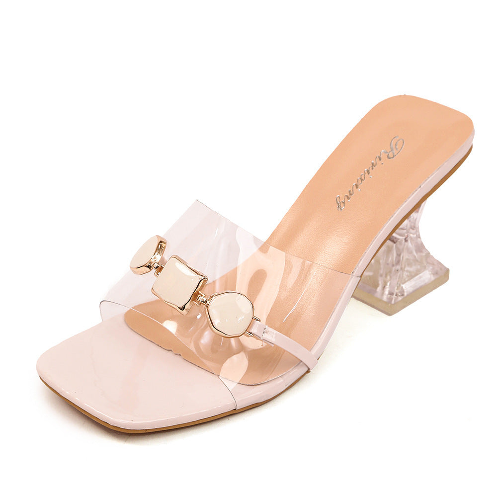 Wholesale plus size crystal heel women's sandals and slippers - new summer collection, elegant and chic, perfect for dates