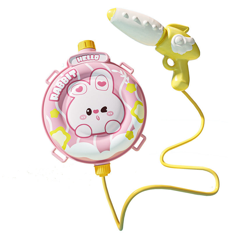 【customizable】kids' backpack water gun toy - cartoon outdoor pull-back beach water gun - night market stall item
