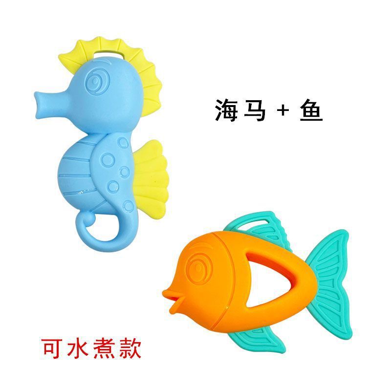 Cross-border export  baby can bite teething glue hand rattle newborn baby teething toy bell grinding stick