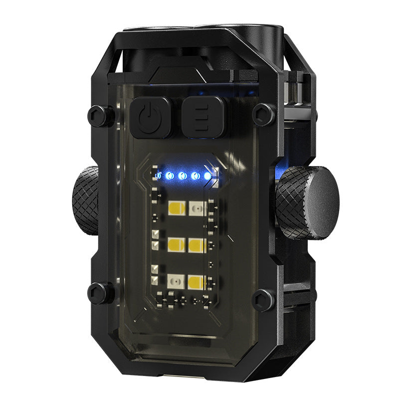 led multi-function strong light flashlight keychain light charging work light bright warning light camping light