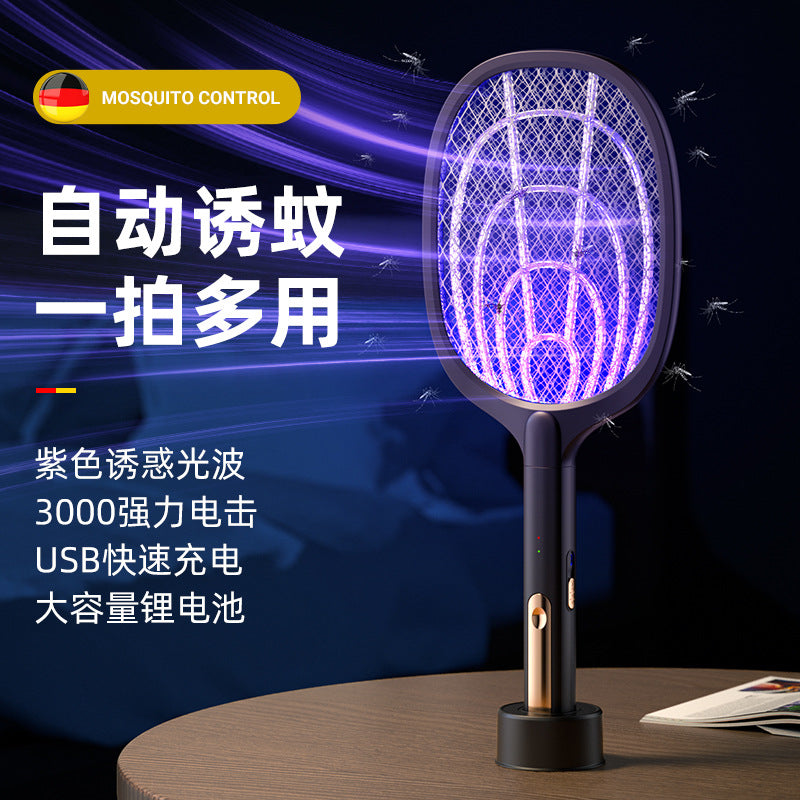 household electric mosquito swatter rechargeable automatic mosquito trap and mosquito swatter electric shock mosquito killer lamp two-in-one camping style fly swatter