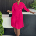 D597 cross-border  european and american women's winter suit collar shirt plus size fashionable elegant pleated foreign trade dress