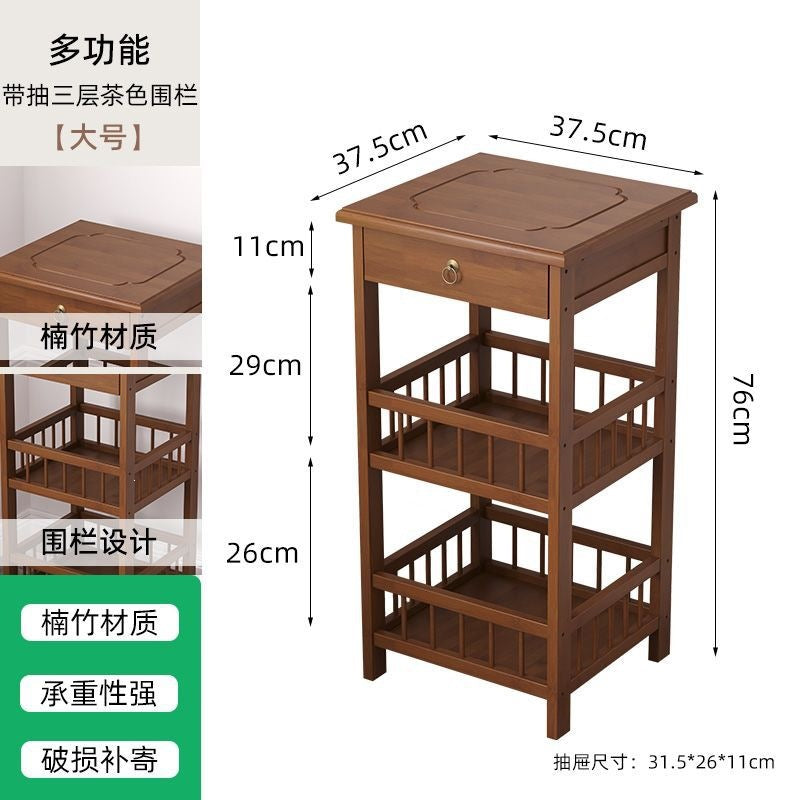 Tea table side tea cabinet living room sofa side cabinet small coffee table mahjong table corner table small square table storage rack bamboo bedroom