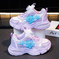 Girls' shoes:  summer new collection - girls' chunky sneakers, kids' mesh breathable mid-to-large size children's rotating buckle athletic shoes