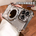 Glitter mirror magnetic stand iphone 17 case, compatible with apple 15, minimalist four-corner transparent electroplated soft case