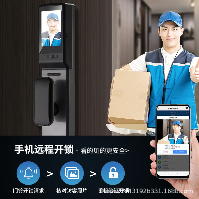 Fully automatic fingerprint lock for home security, anti-theft door, password lock, face recognition smart lock, remote electronic lock - factory wholesale