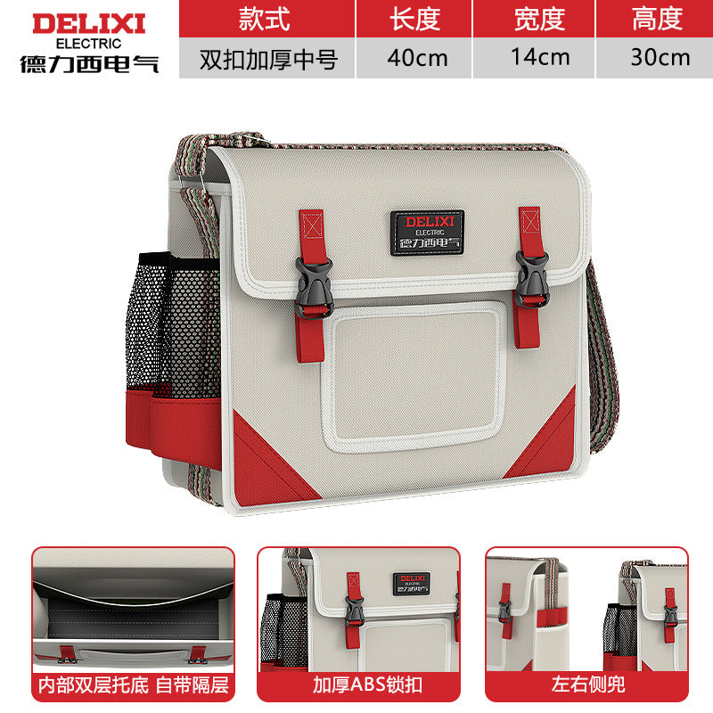 Delixi Electric and Electrical Special Shoulder Messenger Bag Multifunctional Maintenance and Installation Wear-resistant Thickened Canvas Toolkit