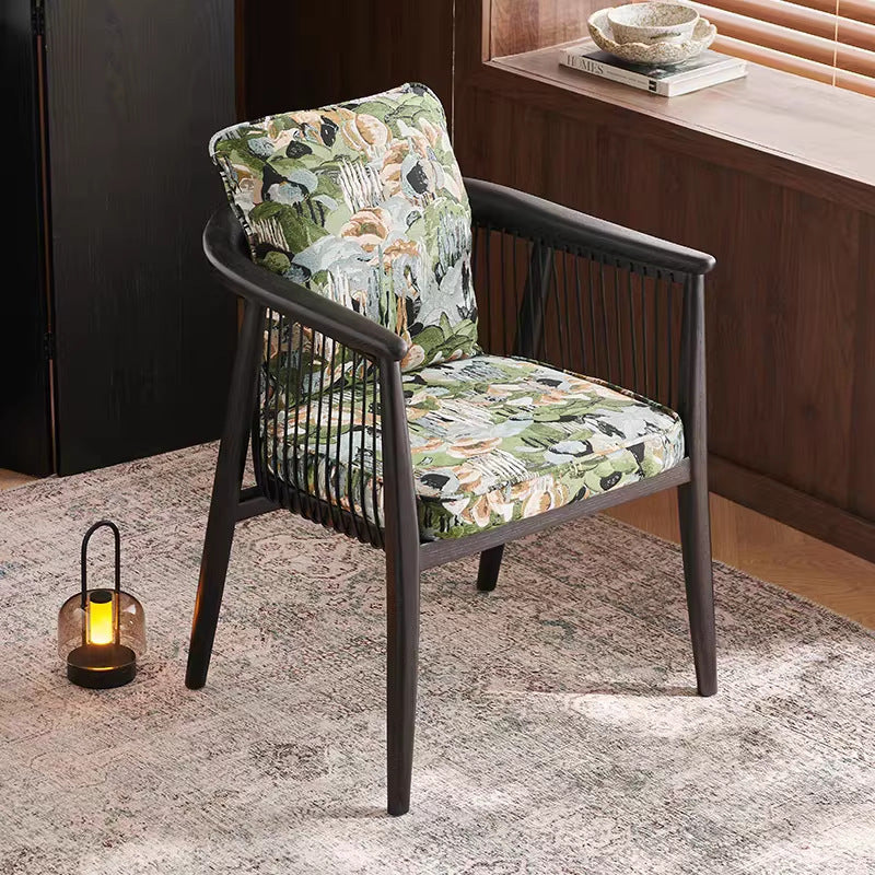 New chinoiserie restaurant violin solid wood accessible luxury dining table and chair tea room design classy armrest for home walnut master chair