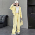 Girls' spring/autumn casual two-piece set:  new fashion wide-leg pants solid color activewear set - stylish and trendy