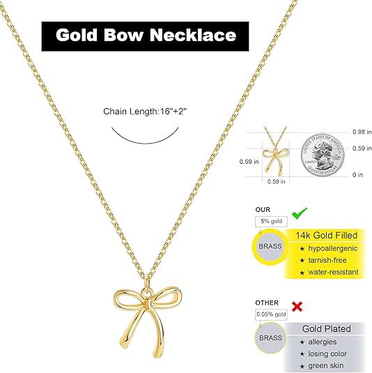 e-commerce amazon cute bow gold necklace factory direct sales