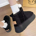 Thick sole snow boots women's shoes 2025 winternew arrivalfleece-linedthickened cotton shoes women's heattech fur short boots trendy
