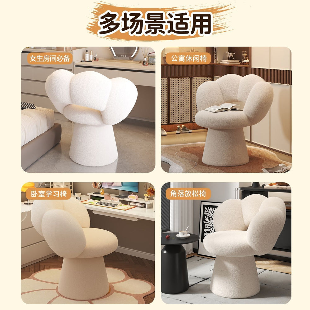 Luxury makeup vanity chair for women - high-end bedroom vanity stool with backrest, rotating nail art chair for home use