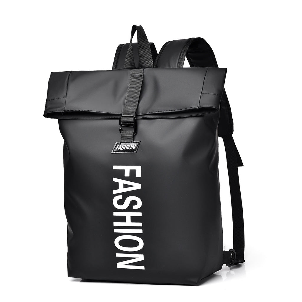 Cross-border trendy cool casual backpack men's travel commuter backpack folding roll mouth travel bag casual student bag